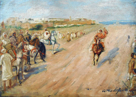 354-T1 | 20cm x 25cm | Course de chevaux 